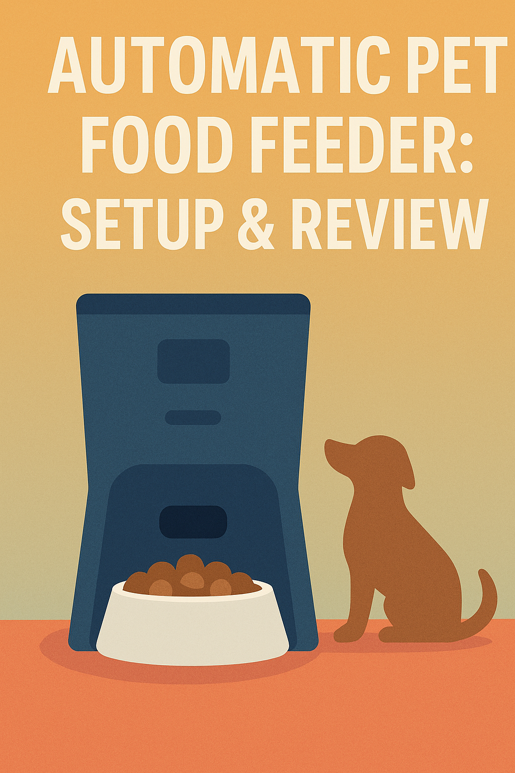 Automatic Pet Food Feeder pin – vertical design featuring feeder and pet